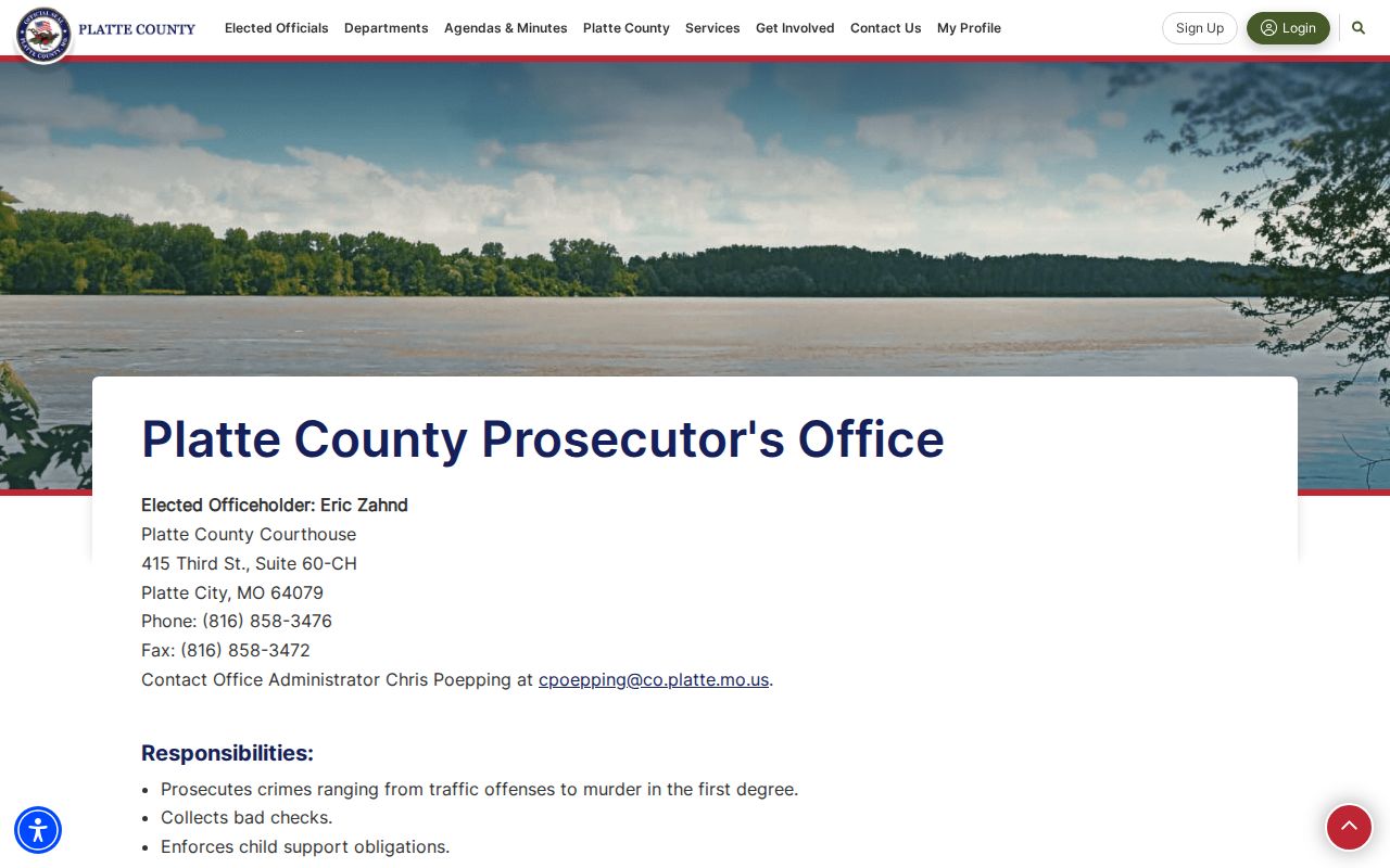 Platte County criminal court case prosecutor office and charging role