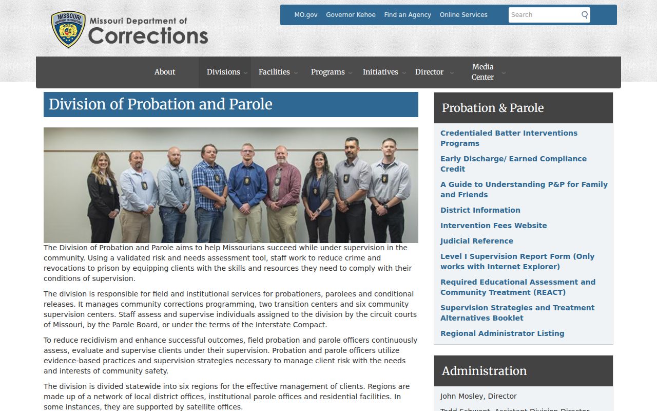 Missouri probation and parole system for Platte County criminal records